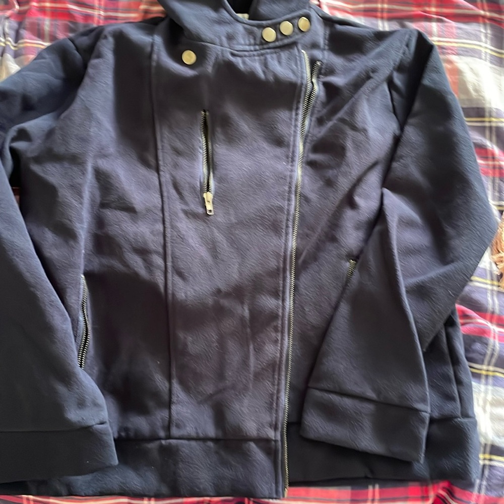 Navy Hooded Double Breasted Jacket XL